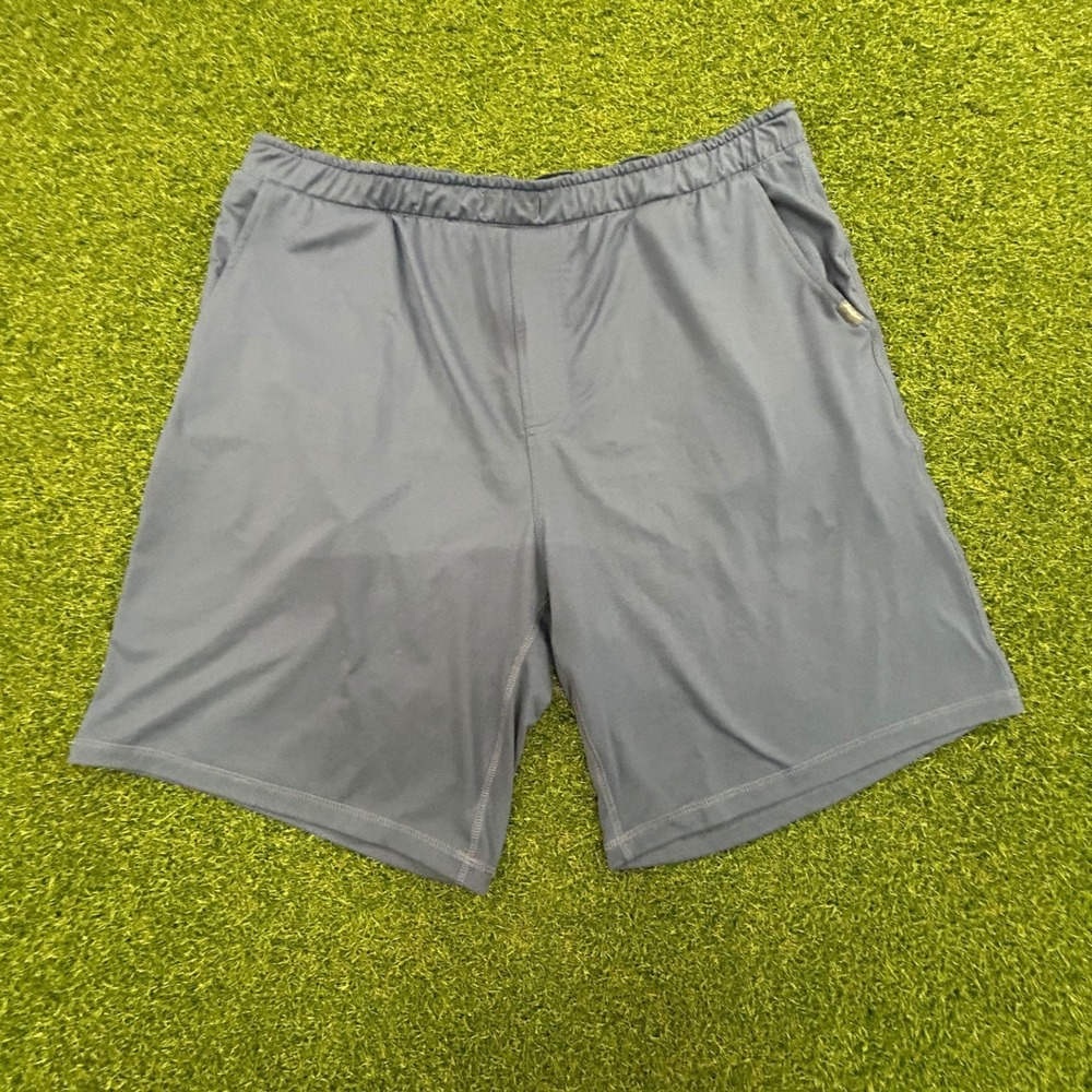 Eddie Bauer Mens Lounge Shorts Blue Gray Elastic Waist Pockets Size Large